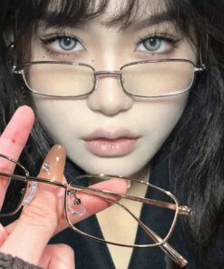 Y2K Harajuku Small Square Frame Glasses Women Retro Metal Eyeglasses Clear Reading Spectacle Blue Light Blocking Eyewear
