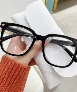 Fashion Classic Anti Blue Light Large Square Glasses Black Transparent Frame Men Women Computer Eye Protection Plain Spectacles
