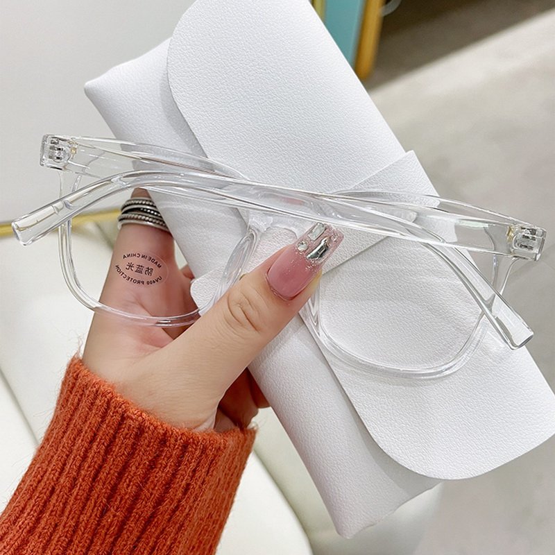 Fashion Classic Anti Blue Light Large Square Glasses Black Transparent Frame Men Women Computer Eye Protection Plain Spectacles