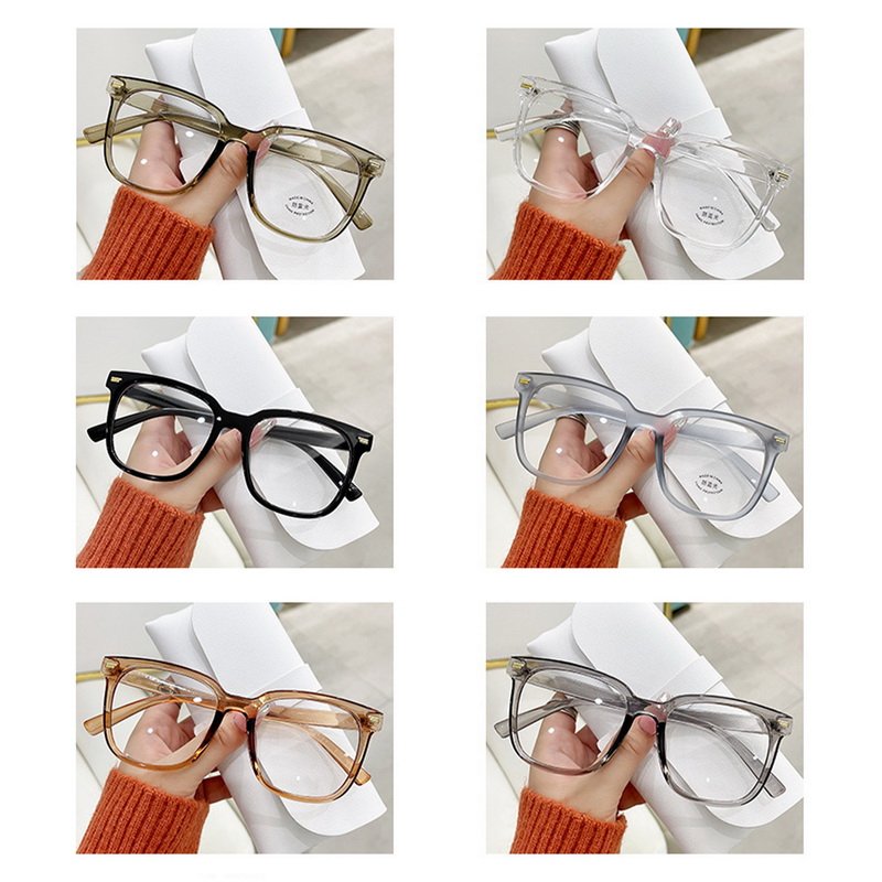 Fashion Classic Anti Blue Light Large Square Glasses Black Transparent Frame Men Women Computer Eye Protection Plain Spectacles