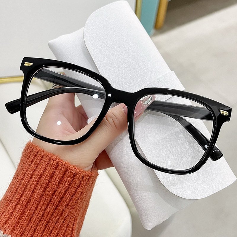 Fashion Classic Anti Blue Light Large Square Glasses Black Transparent Frame Men Women Computer Eye Protection Plain Spectacles