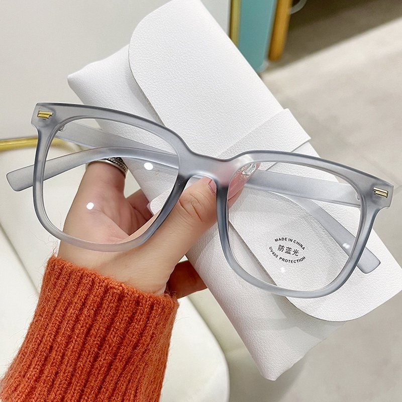 Fashion Classic Anti Blue Light Large Square Glasses Black Transparent Frame Men Women Computer Eye Protection Plain Spectacles