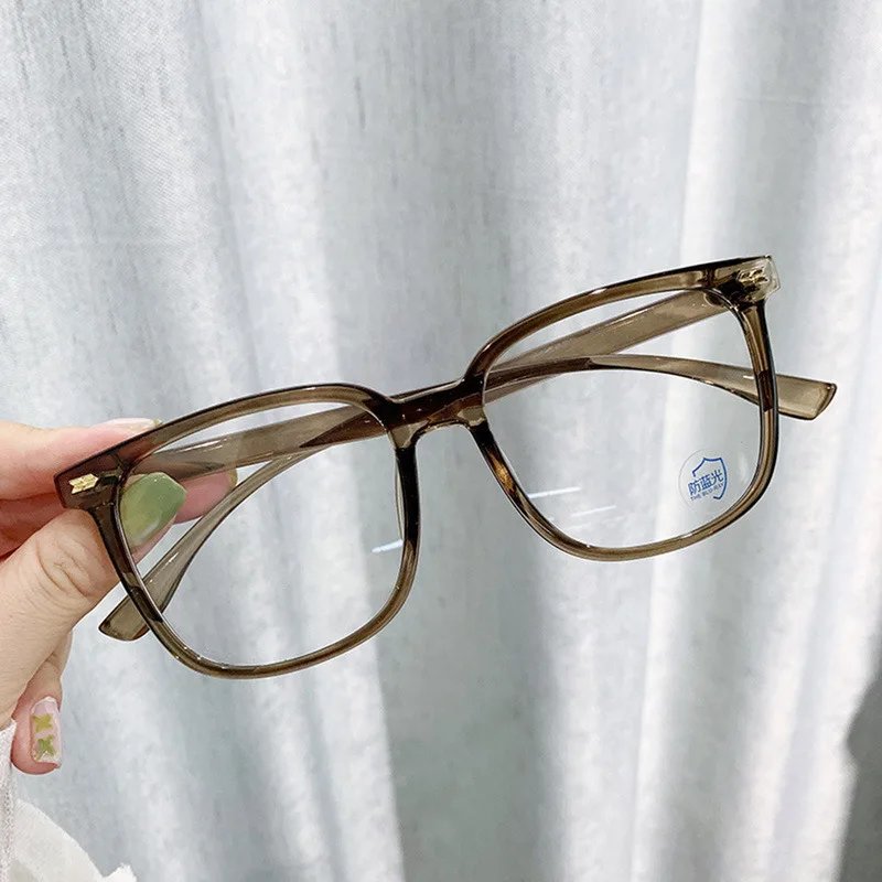 Fashion Classic Anti Blue Light Large Square Glasses Black Transparent Frame Men Women Computer Eye Protection Plain Spectacles