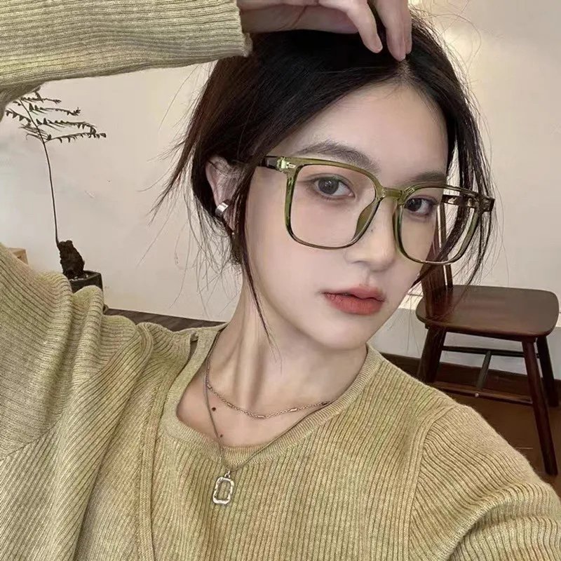 Fashion Classic Anti Blue Light Large Square Glasses Black Transparent Frame Men Women Computer Eye Protection Plain Spectacles