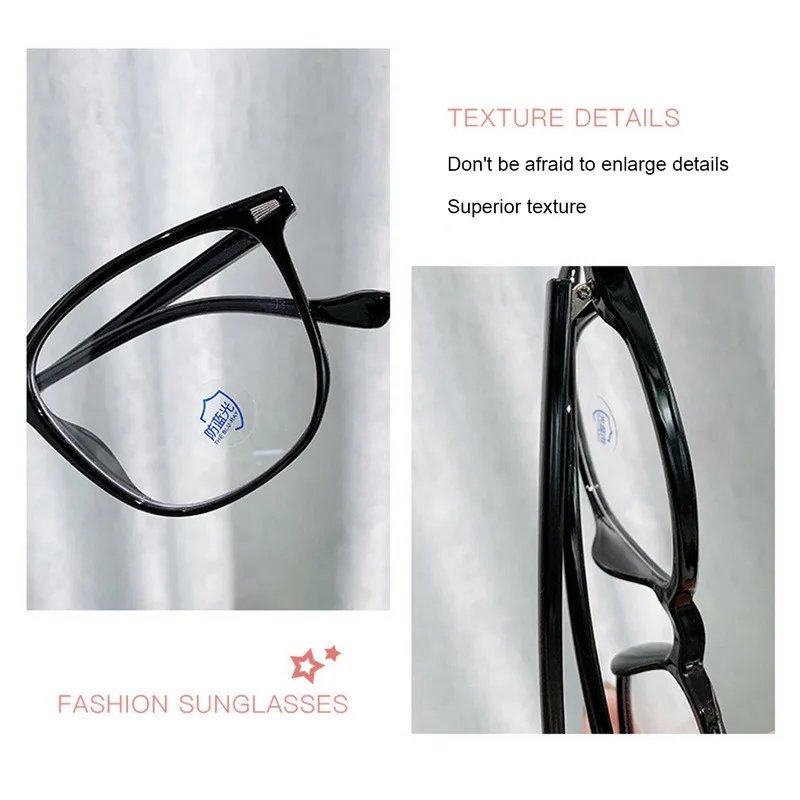 Fashion Classic Anti Blue Light Large Square Glasses Black Transparent Frame Men Women Computer Eye Protection Plain Spectacles
