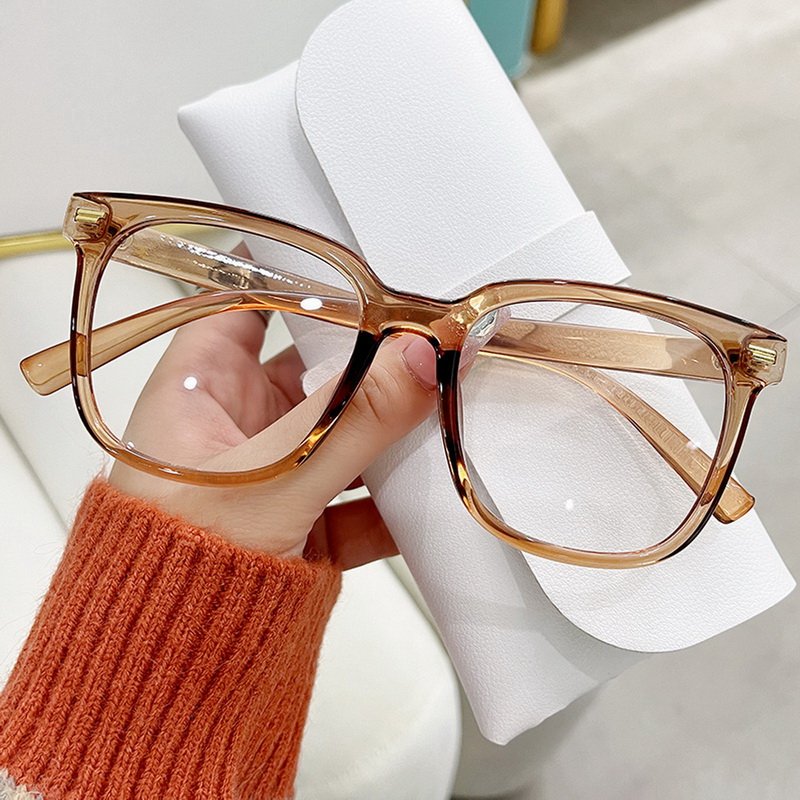 Fashion Classic Anti Blue Light Large Square Glasses Black Transparent Frame Men Women Computer Eye Protection Plain Spectacles