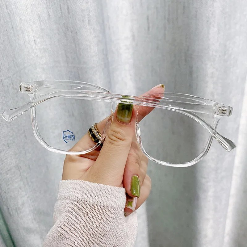 Fashion Classic Anti Blue Light Large Square Glasses Black Transparent Frame Men Women Computer Eye Protection Plain Spectacles
