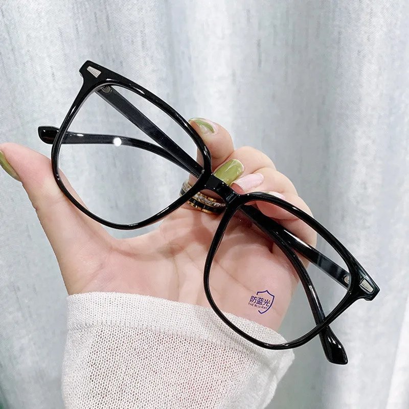 Fashion Classic Anti Blue Light Large Square Glasses Black Transparent Frame Men Women Computer Eye Protection Plain Spectacles