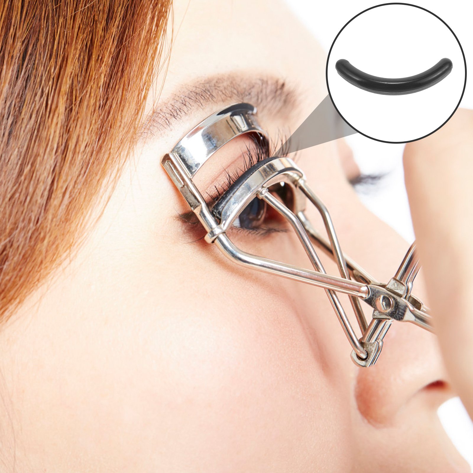 50pcs Eyelash Curler Refill Replacements Makeup Eyelash Pads for Mascara Eyeliner ( Black )