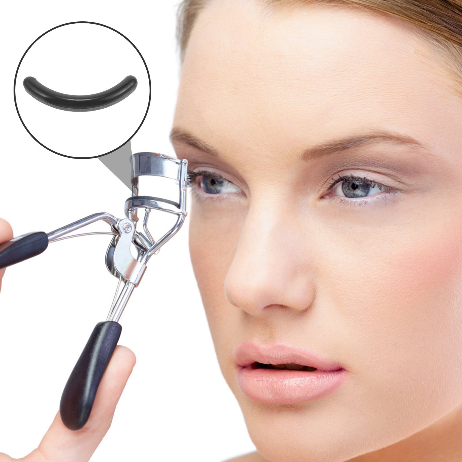 50pcs Eyelash Curler Refill Replacements Makeup Eyelash Pads for Mascara Eyeliner ( Black )