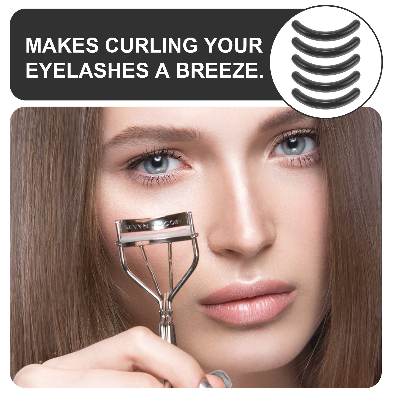 50pcs Eyelash Curler Refill Replacements Makeup Eyelash Pads for Mascara Eyeliner ( Black )