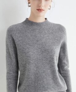 AOSSVIAO 2024 Autumn Winter Solid Mock-neck Pullover Sweater For Women Casual Knitwear Female Clothing Basic Soft Tops