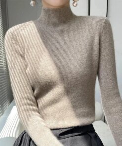 Alternative view of MEXZT Solid Sweater Women Half Turtleneck Knitted Pullovers Harajuku Korean Thick Knitwear Autumn Winter Fashion Slim Jumpers