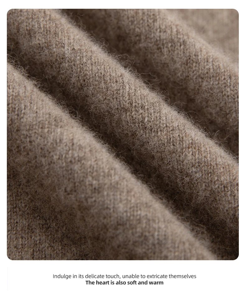 Autumn And Winter 100% Pure Wool Men's Thick Round Neck Slim-Fit O-neck Pullover Long-Sleeved Knitted Cashmere Sweater