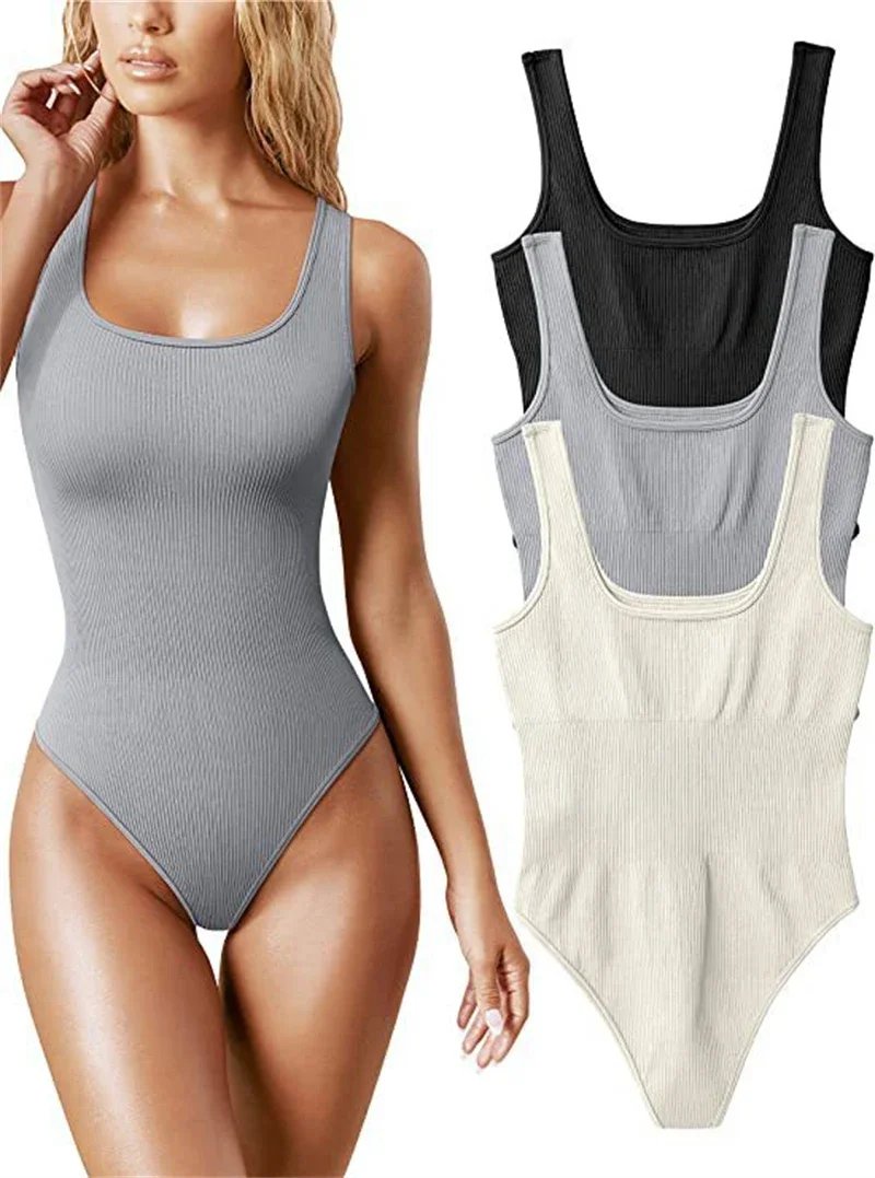 Seamless Sculpting Shaper Tank Top Solid Knit Rib Bodysuits Women Sleeveless Backless Romper Jumpsuit Beach Wear Bodysuits Seamless Sculpting Shaper Tank Top Solid Knit Rib Bodysuits Women Sleeveless Backless Romper Jumpsuit Beach Wear Bodysuits