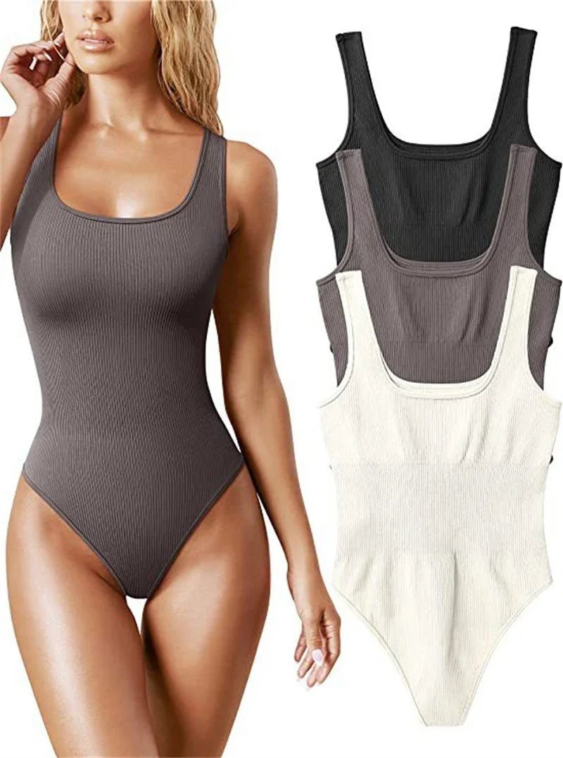 Seamless Sculpting Shaper Tank Top Solid Knit Rib Bodysuits Women Sleeveless Backless Romper Jumpsuit Beach Wear Bodysuits Seamless Sculpting Shaper Tank Top Solid Knit Rib Bodysuits Women Sleeveless Backless Romper Jumpsuit Beach Wear Bodysuits