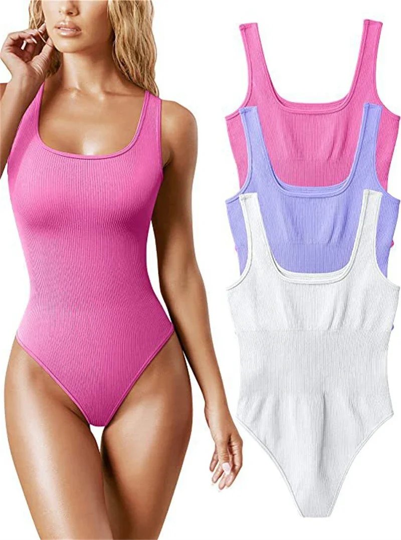 Seamless Sculpting Shaper Tank Top Solid Knit Rib Bodysuits Women Sleeveless Backless Romper Jumpsuit Beach Wear Bodysuits Seamless Sculpting Shaper Tank Top Solid Knit Rib Bodysuits Women Sleeveless Backless Romper Jumpsuit Beach Wear Bodysuits