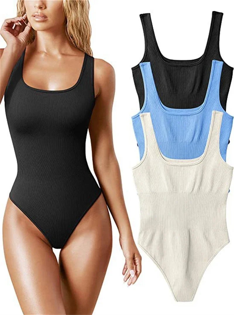 Seamless Sculpting Shaper Tank Top Solid Knit Rib Bodysuits Women Sleeveless Backless Romper Jumpsuit Beach Wear Bodysuits Seamless Sculpting Shaper Tank Top Solid Knit Rib Bodysuits Women Sleeveless Backless Romper Jumpsuit Beach Wear Bodysuits