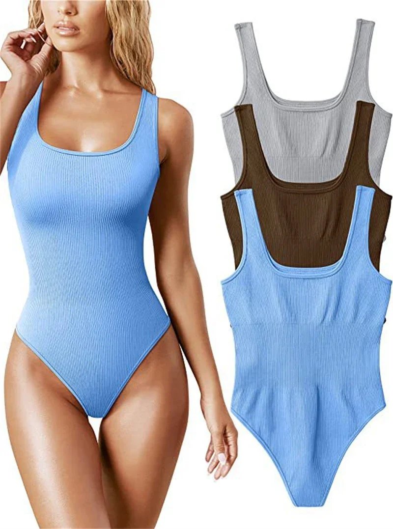 Seamless Sculpting Shaper Tank Top Solid Knit Rib Bodysuits Women Sleeveless Backless Romper Jumpsuit Beach Wear Bodysuits Seamless Sculpting Shaper Tank Top Solid Knit Rib Bodysuits Women Sleeveless Backless Romper Jumpsuit Beach Wear Bodysuits
