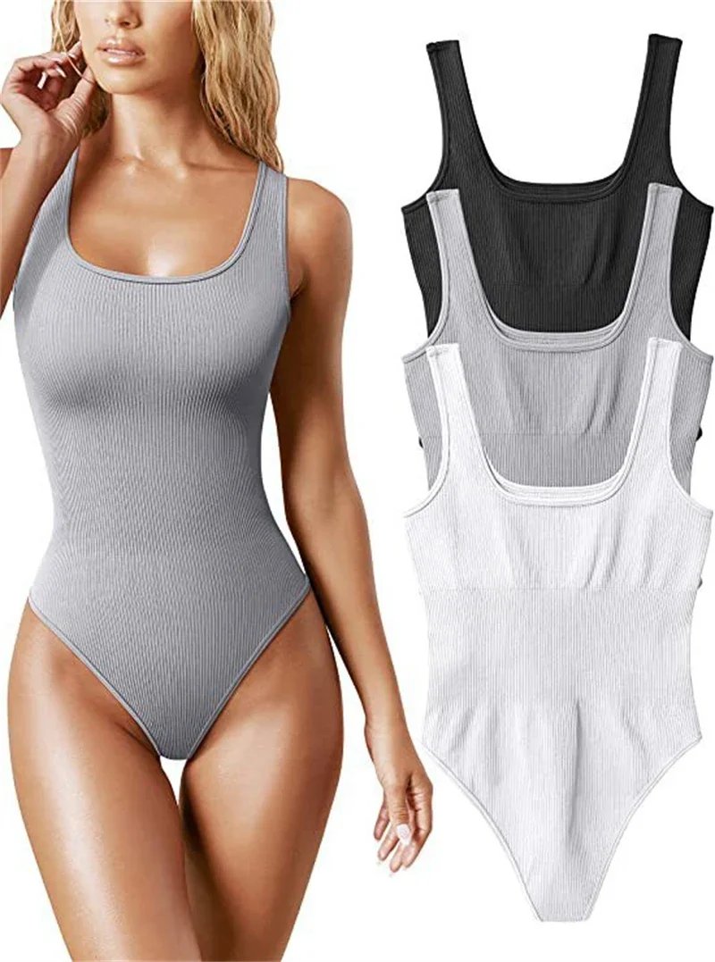 Seamless Sculpting Shaper Tank Top Solid Knit Rib Bodysuits Women Sleeveless Backless Romper Jumpsuit Beach Wear Bodysuits Seamless Sculpting Shaper Tank Top Solid Knit Rib Bodysuits Women Sleeveless Backless Romper Jumpsuit Beach Wear Bodysuits