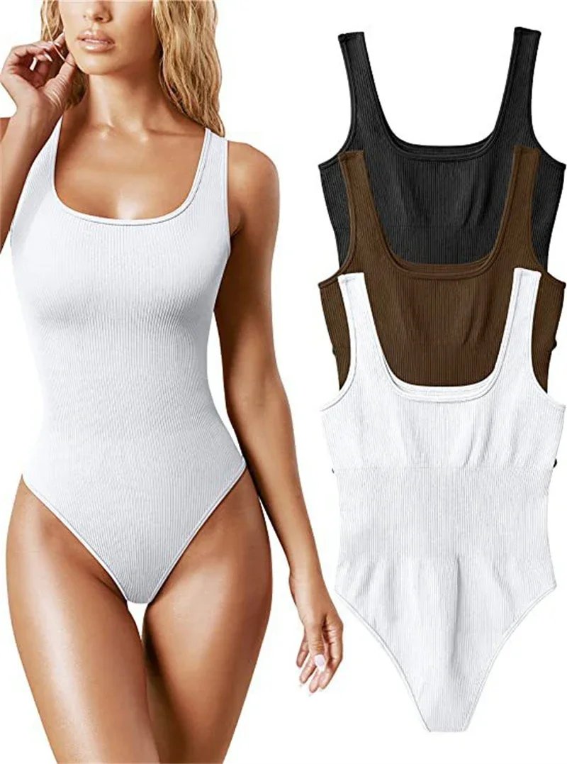 Seamless Sculpting Shaper Tank Top Solid Knit Rib Bodysuits Women Sleeveless Backless Romper Jumpsuit Beach Wear Bodysuits Seamless Sculpting Shaper Tank Top Solid Knit Rib Bodysuits Women Sleeveless Backless Romper Jumpsuit Beach Wear Bodysuits