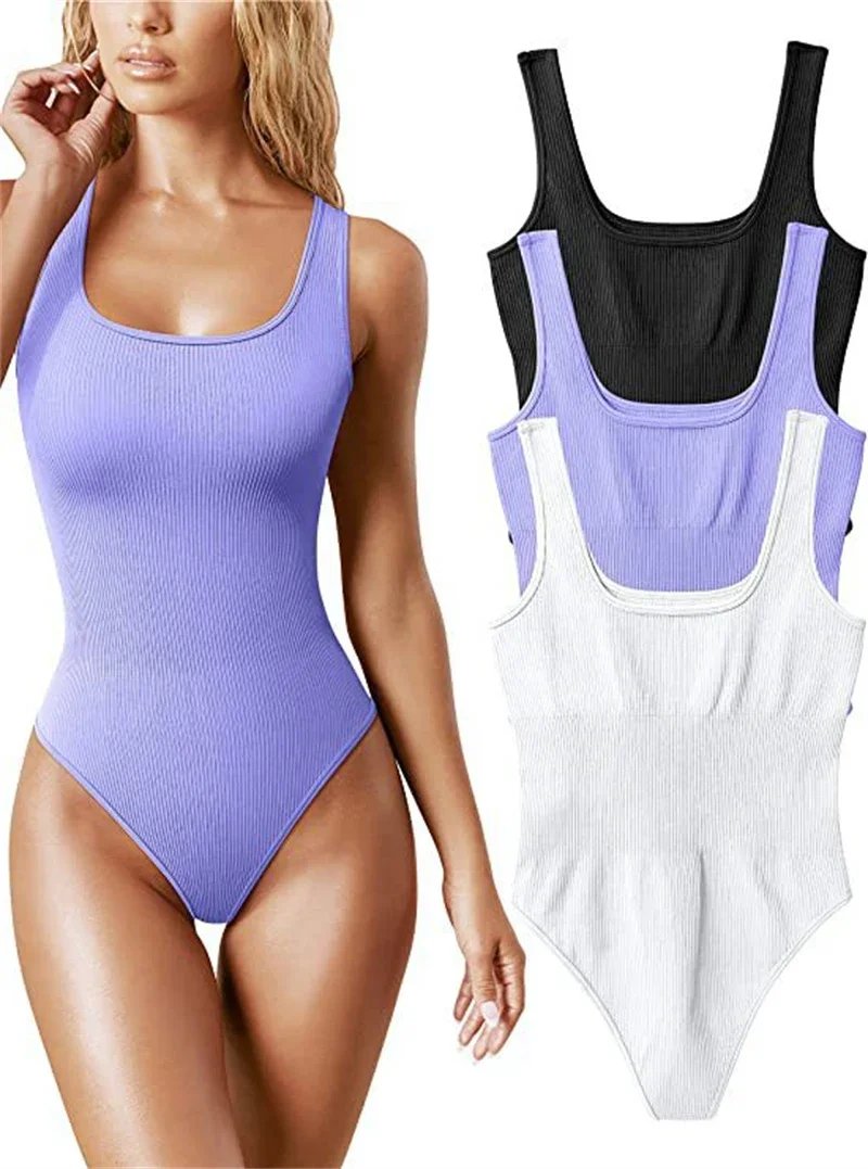 Seamless Sculpting Shaper Tank Top Solid Knit Rib Bodysuits Women Sleeveless Backless Romper Jumpsuit Beach Wear Bodysuits Seamless Sculpting Shaper Tank Top Solid Knit Rib Bodysuits Women Sleeveless Backless Romper Jumpsuit Beach Wear Bodysuits