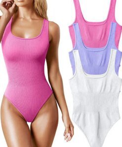 Seamless Sculpting Shaper Tank Top Solid Knit Rib Bodysuits Women Sleeveless Backless Romper Jumpsuit Beach Wear Bodysuits