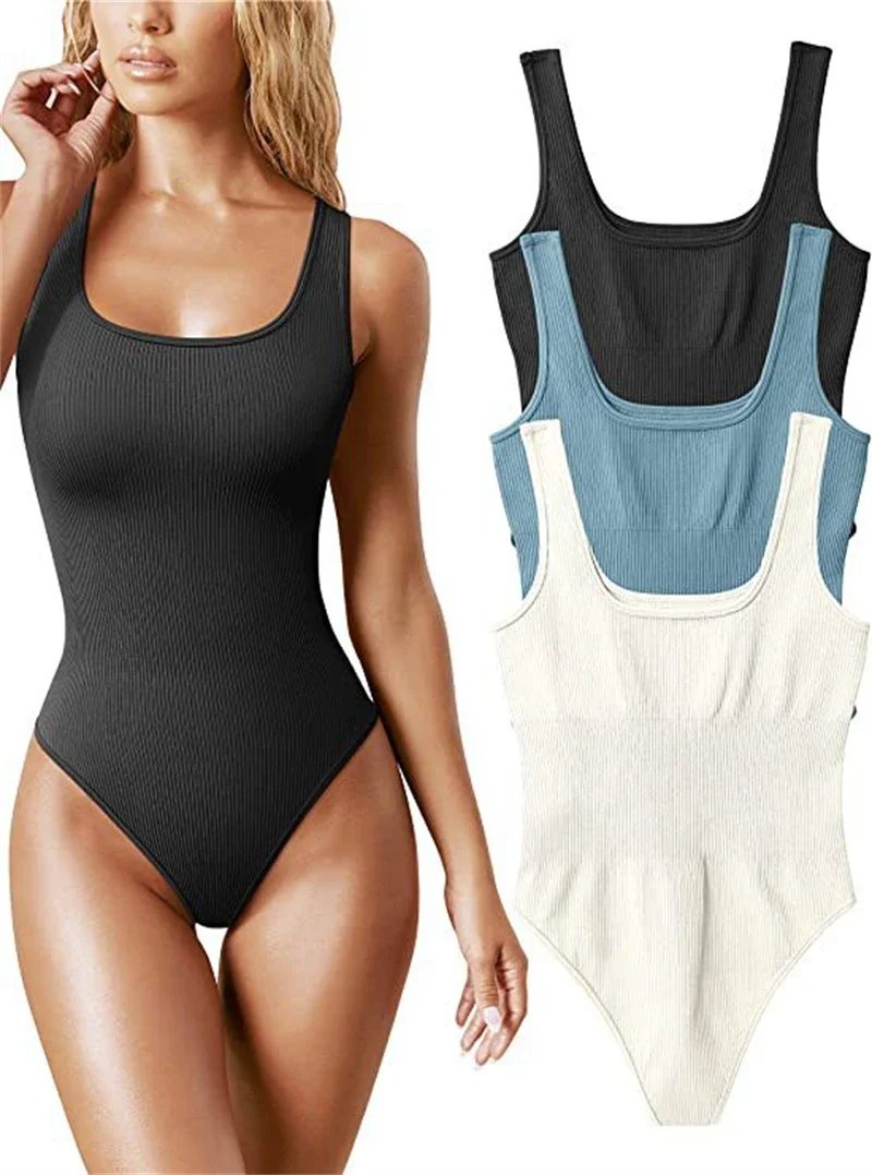 Seamless Sculpting Shaper Tank Top Solid Knit Rib Bodysuits Women Sleeveless Backless Romper Jumpsuit Beach Wear Bodysuits Seamless Sculpting Shaper Tank Top Solid Knit Rib Bodysuits Women Sleeveless Backless Romper Jumpsuit Beach Wear Bodysuits