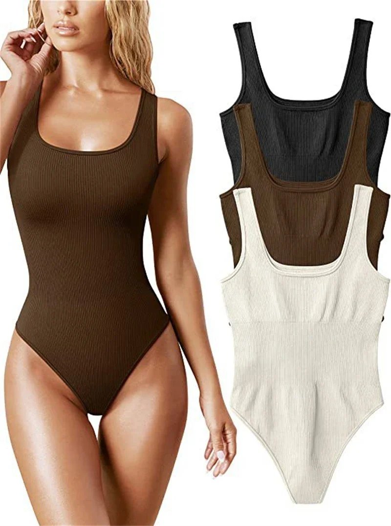 Seamless Sculpting Shaper Tank Top Solid Knit Rib Bodysuits Women Sleeveless Backless Romper Jumpsuit Beach Wear Bodysuits Seamless Sculpting Shaper Tank Top Solid Knit Rib Bodysuits Women Sleeveless Backless Romper Jumpsuit Beach Wear Bodysuits