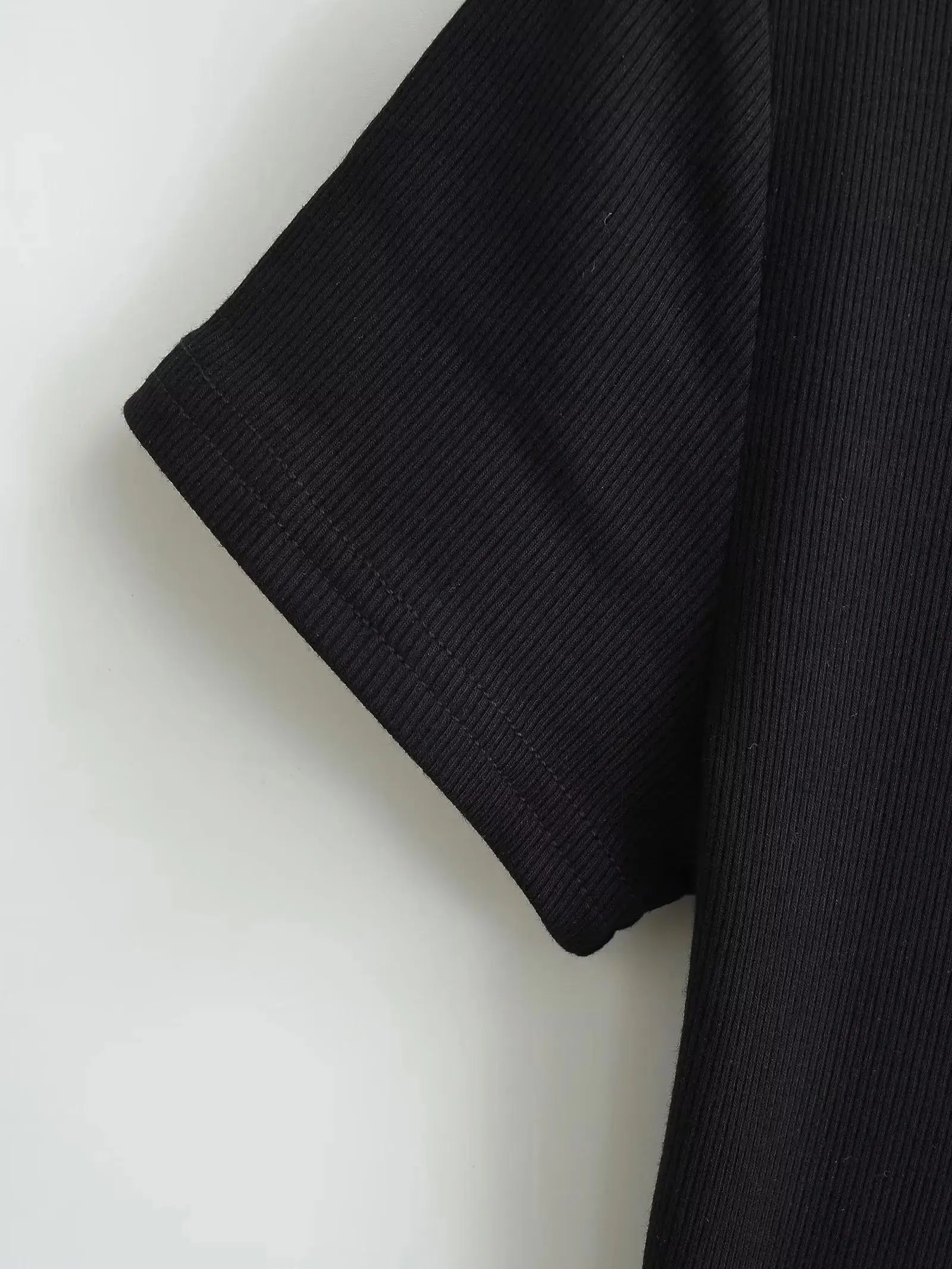 Summer Short Sleeve V-neck Rib Knitted Bodysuits Women Elastic Slim Black White Top Jumpsuits