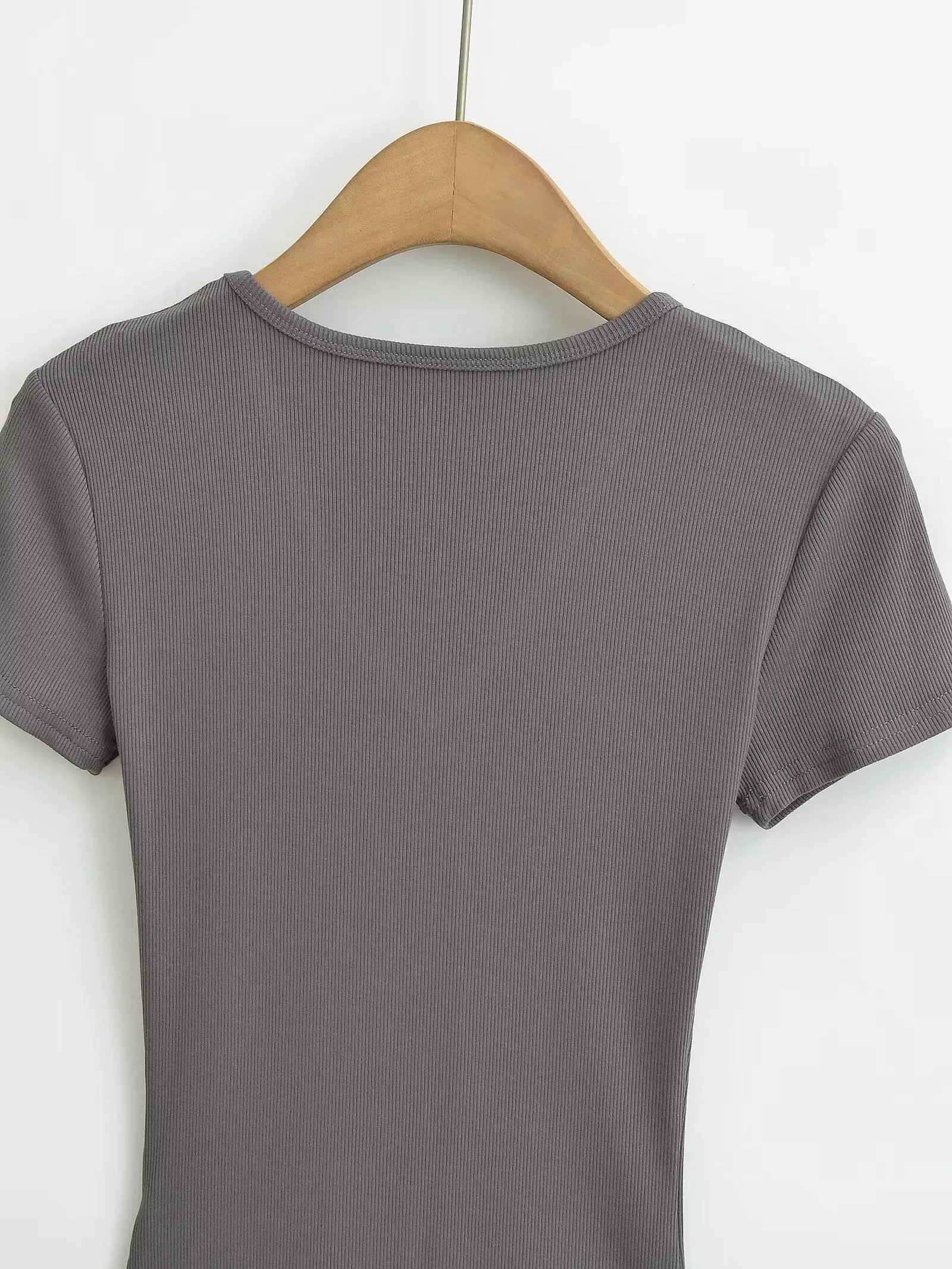 Summer Short Sleeve V-neck Rib Knitted Bodysuits Women Elastic Slim Black White Top Jumpsuits