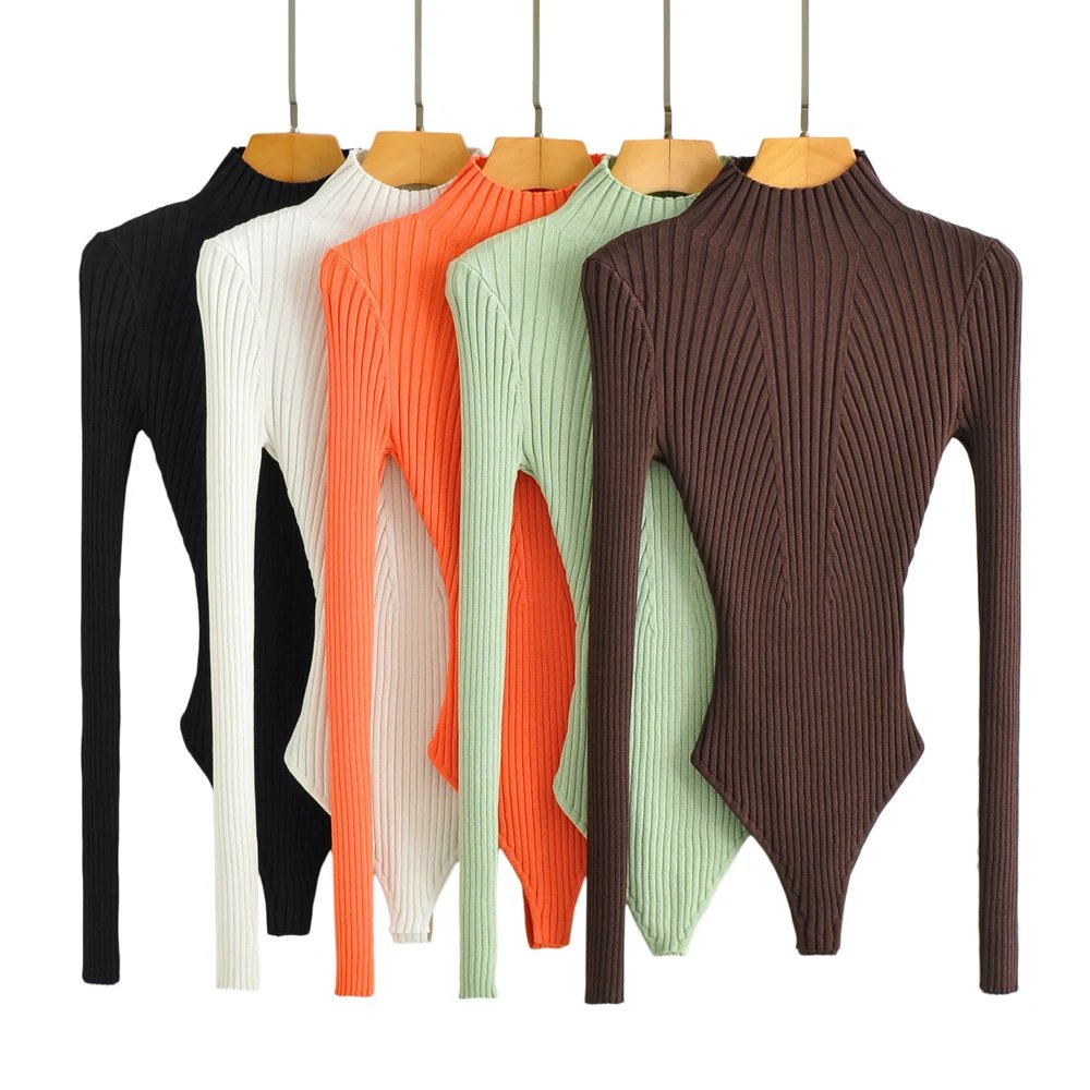 Long sleeve bodysuit fashion sexy lingerie women body knit black bodysuit bodycon body suit ribbed one-pieces sexy tops orange Long sleeve bodysuit fashion sexy lingerie women body knit black bodysuit bodycon body suit ribbed one-pieces sexy tops orange
