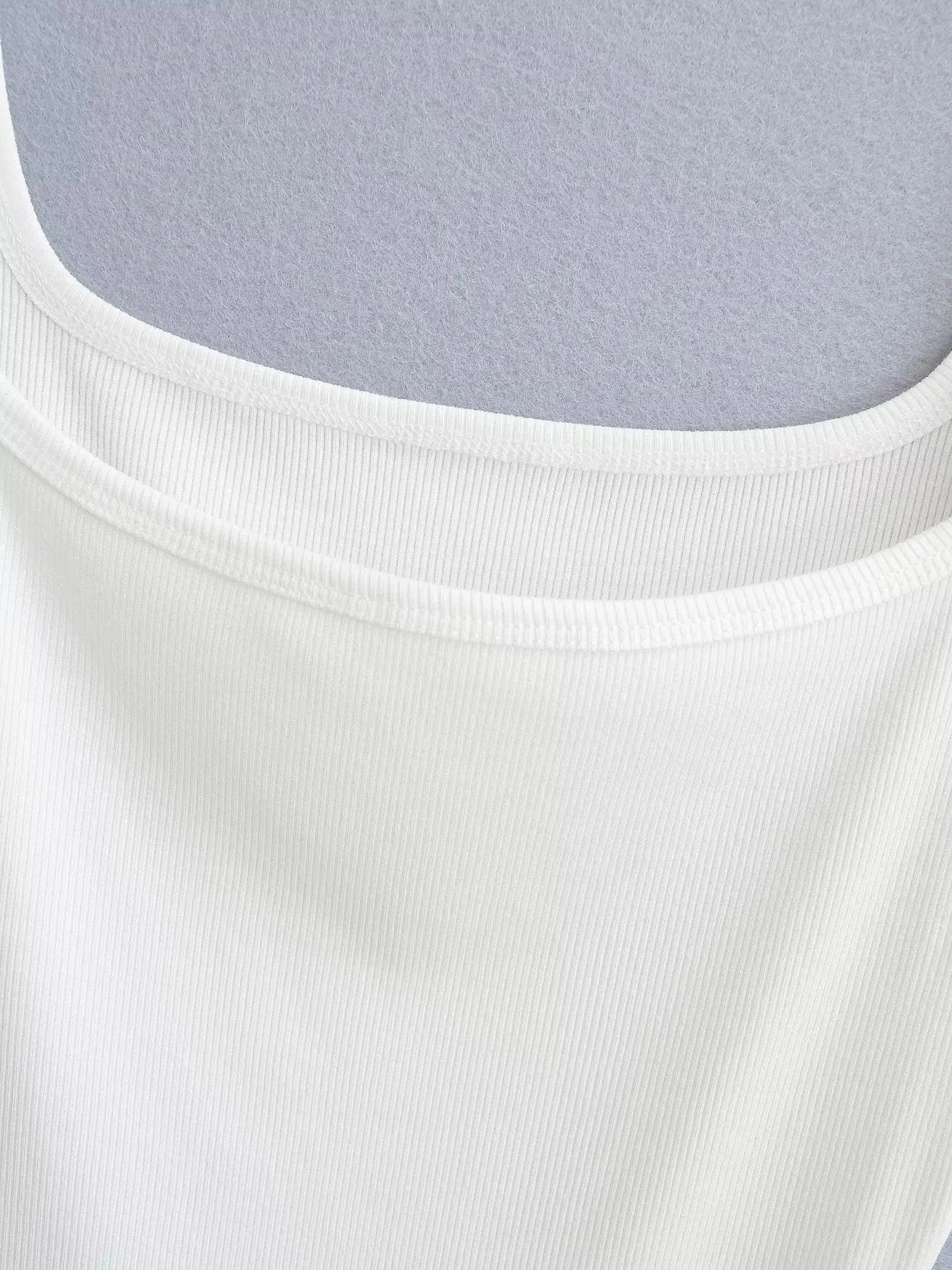 Summer Short Sleeve Square Neck Rib Knitted Bodysuits Women Elastic Slim Black White Top Jumpsuits