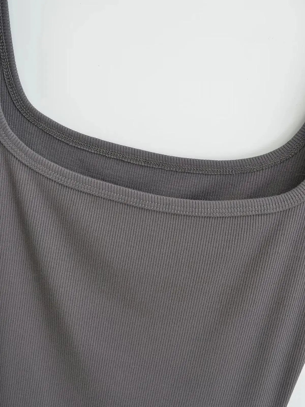 Summer Short Sleeve Square Neck Rib Knitted Bodysuits Women Elastic Slim Black White Top Jumpsuits