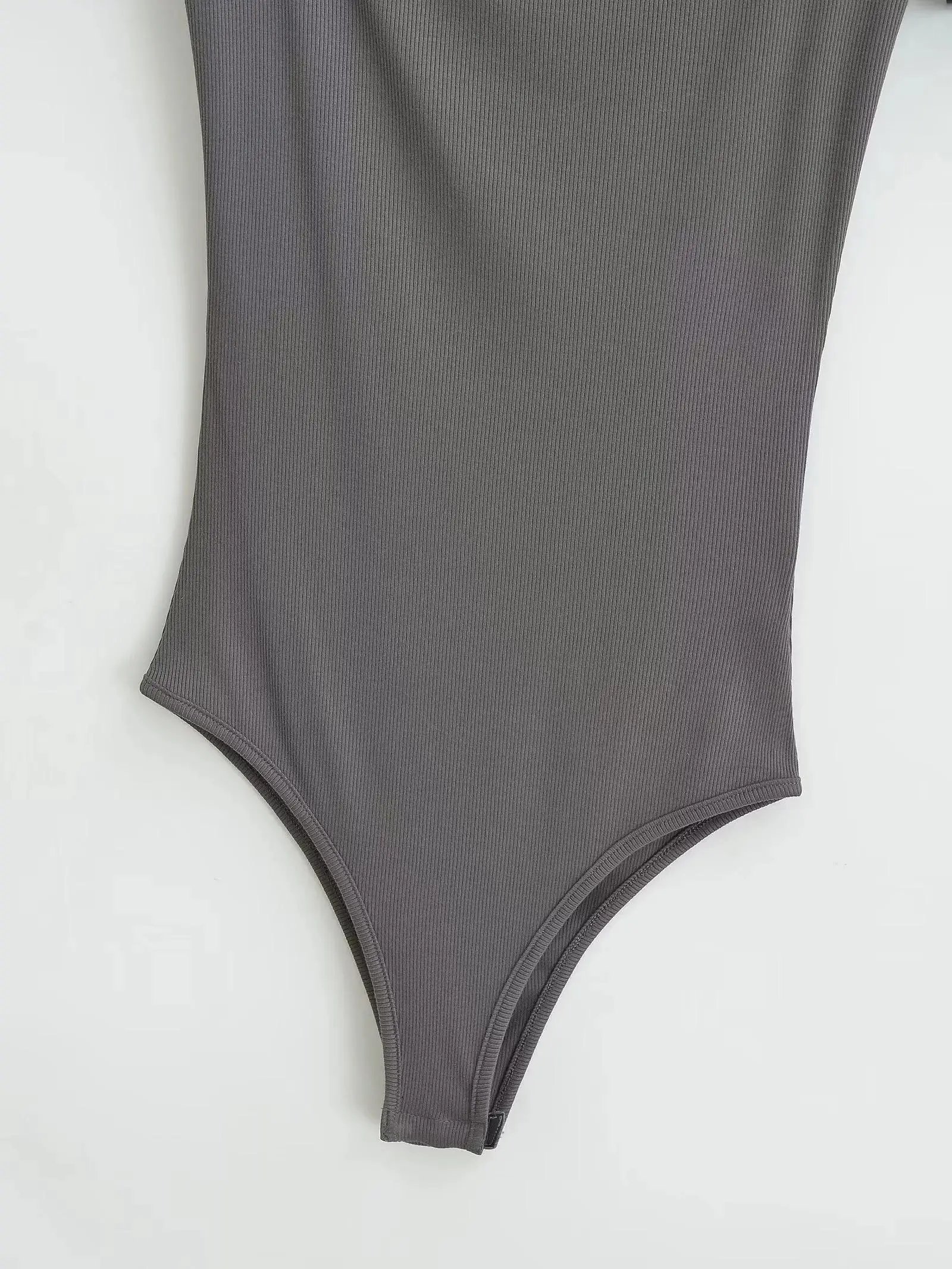 Summer Short Sleeve Square Neck Rib Knitted Bodysuits Women Elastic Slim Black White Top Jumpsuits