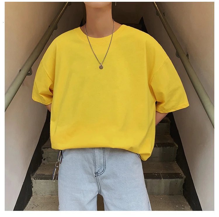 ExtFine 210GSM 100% Cotton T-shirts For Men 2023 Oversized Basic T Shirt Drop-Shoulder Tshirt Streetwear Tops Tee K2Y