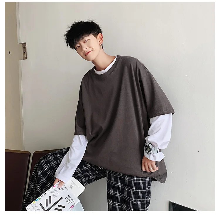 ExtFine 210GSM 100% Cotton T-shirts For Men 2023 Oversized Basic T Shirt Drop-Shoulder Tshirt Streetwear Tops Tee K2Y