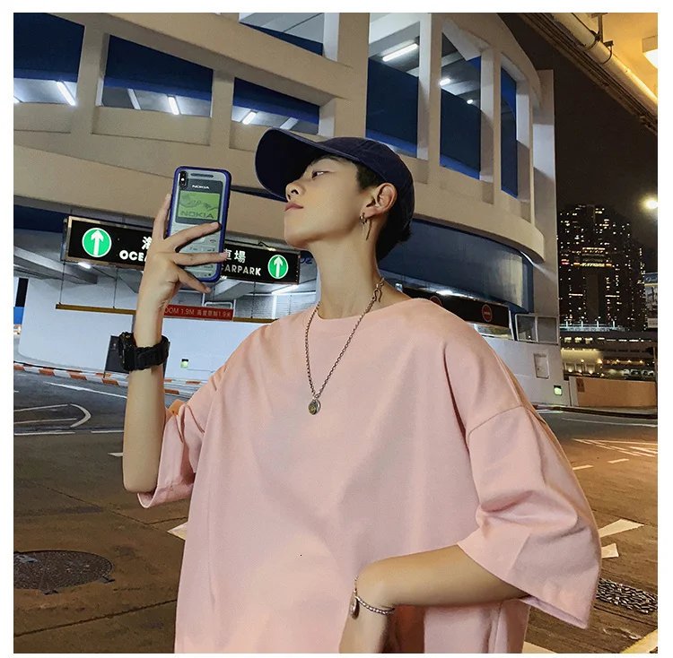 ExtFine 210GSM 100% Cotton T-shirts For Men 2023 Oversized Basic T Shirt Drop-Shoulder Tshirt Streetwear Tops Tee K2Y