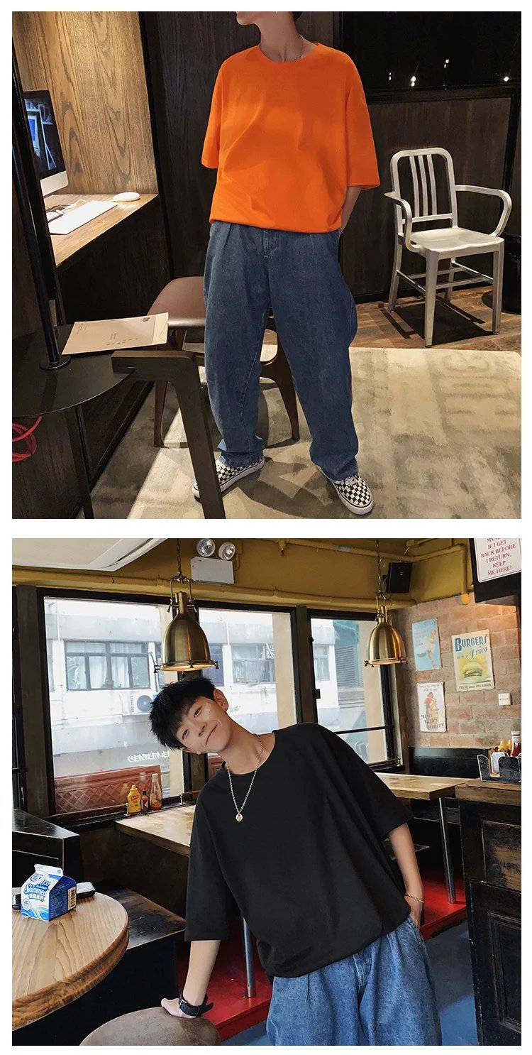 ExtFine 210GSM 100% Cotton T-shirts For Men 2023 Oversized Basic T Shirt Drop-Shoulder Tshirt Streetwear Tops Tee K2Y