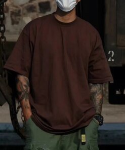 ExtFine 210GSM 100% Cotton T-shirts For Men 2023 Oversized Basic T Shirt Drop-Shoulder Tshirt Streetwear Tops Tee K2Y