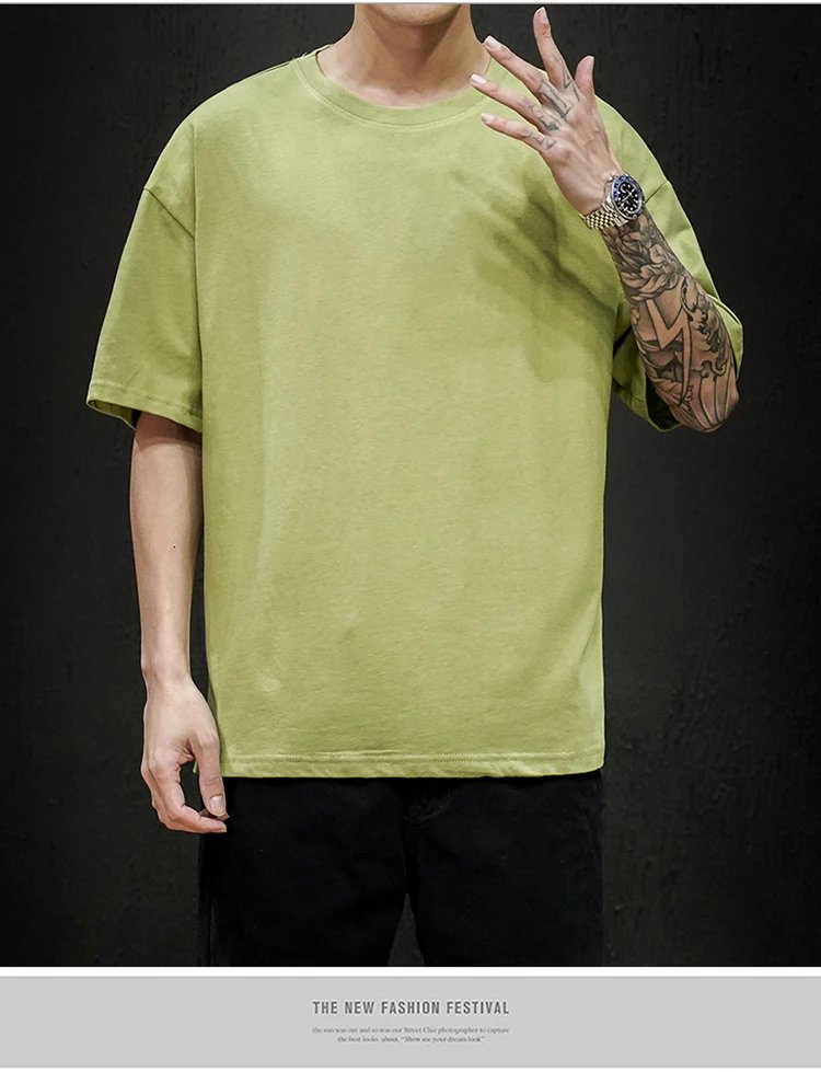 New Summer Men's T Shirt Fashion Solid T Shirt Mens Oversized Hip Hop Short Sleeve Casual Cotton Mens Streetwear Top Tees New Summer Men's T Shirt Fashion Solid T Shirt Mens Oversized Hip Hop Short Sleeve Casual Cotton Mens Streetwear Top Tees