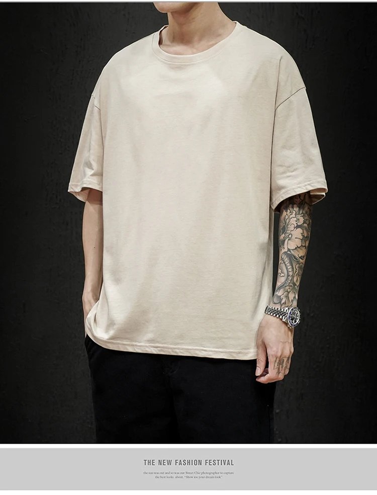 New Summer Men's T Shirt Fashion Solid T Shirt Mens Oversized Hip Hop Short Sleeve Casual Cotton Mens Streetwear Top Tees New Summer Men's T Shirt Fashion Solid T Shirt Mens Oversized Hip Hop Short Sleeve Casual Cotton Mens Streetwear Top Tees