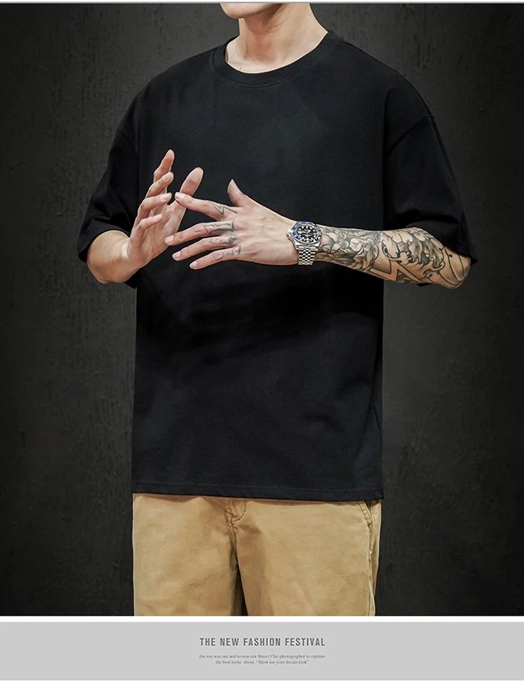 New Summer Men's T Shirt Fashion Solid T Shirt Mens Oversized Hip Hop Short Sleeve Casual Cotton Mens Streetwear Top Tees New Summer Men's T Shirt Fashion Solid T Shirt Mens Oversized Hip Hop Short Sleeve Casual Cotton Mens Streetwear Top Tees