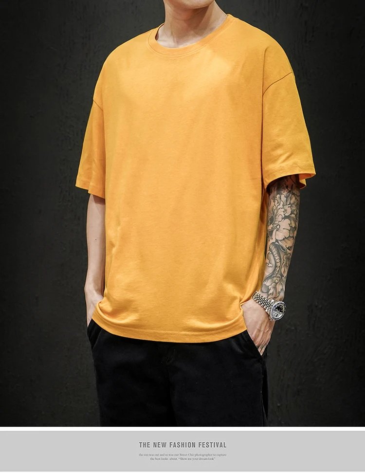 New Summer Men's T Shirt Fashion Solid T Shirt Mens Oversized Hip Hop Short Sleeve Casual Cotton Mens Streetwear Top Tees New Summer Men's T Shirt Fashion Solid T Shirt Mens Oversized Hip Hop Short Sleeve Casual Cotton Mens Streetwear Top Tees