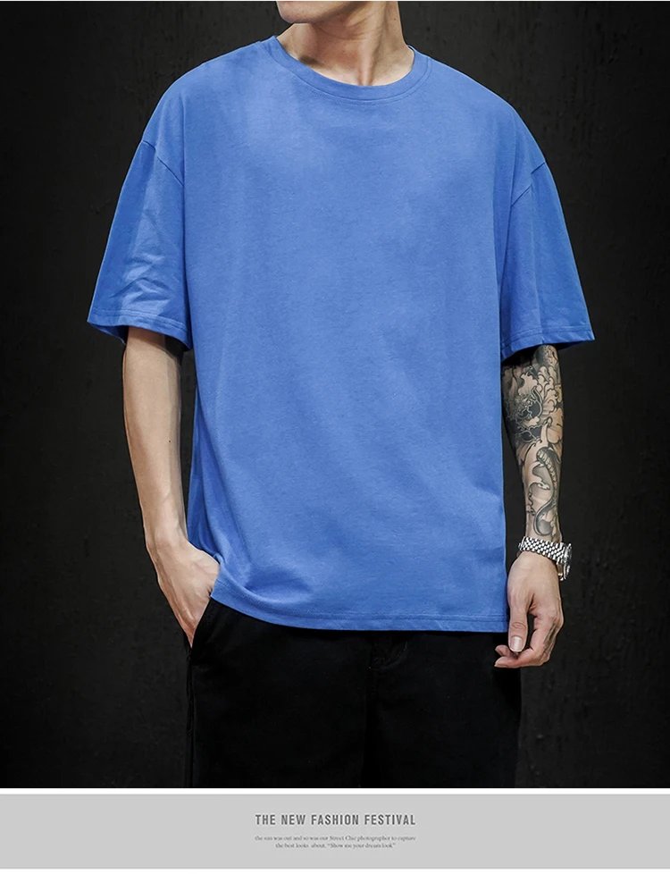 New Summer Men's T Shirt Fashion Solid T Shirt Mens Oversized Hip Hop Short Sleeve Casual Cotton Mens Streetwear Top Tees New Summer Men's T Shirt Fashion Solid T Shirt Mens Oversized Hip Hop Short Sleeve Casual Cotton Mens Streetwear Top Tees