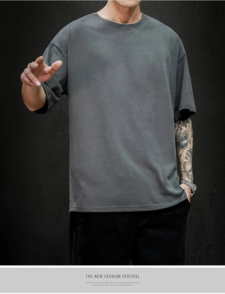 New Summer Men's T Shirt Fashion Solid T Shirt Mens Oversized Hip Hop Short Sleeve Casual Cotton Mens Streetwear Top Tees New Summer Men's T Shirt Fashion Solid T Shirt Mens Oversized Hip Hop Short Sleeve Casual Cotton Mens Streetwear Top Tees