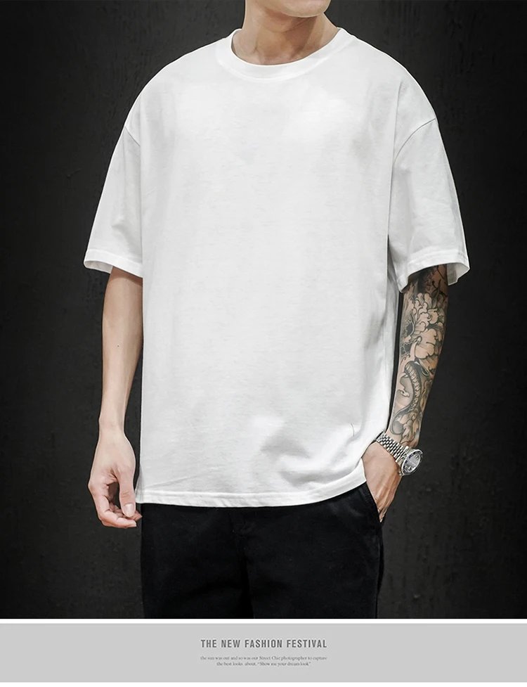 New Summer Men's T Shirt Fashion Solid T Shirt Mens Oversized Hip Hop Short Sleeve Casual Cotton Mens Streetwear Top Tees New Summer Men's T Shirt Fashion Solid T Shirt Mens Oversized Hip Hop Short Sleeve Casual Cotton Mens Streetwear Top Tees