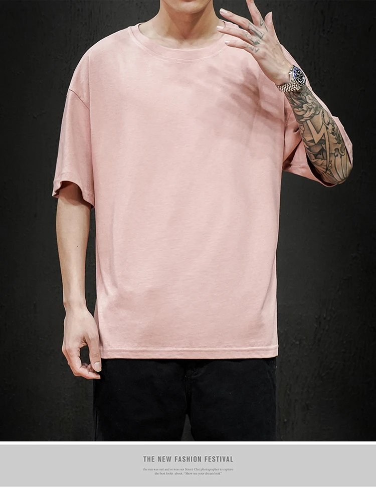 New Summer Men's T Shirt Fashion Solid T Shirt Mens Oversized Hip Hop Short Sleeve Casual Cotton Mens Streetwear Top Tees New Summer Men's T Shirt Fashion Solid T Shirt Mens Oversized Hip Hop Short Sleeve Casual Cotton Mens Streetwear Top Tees