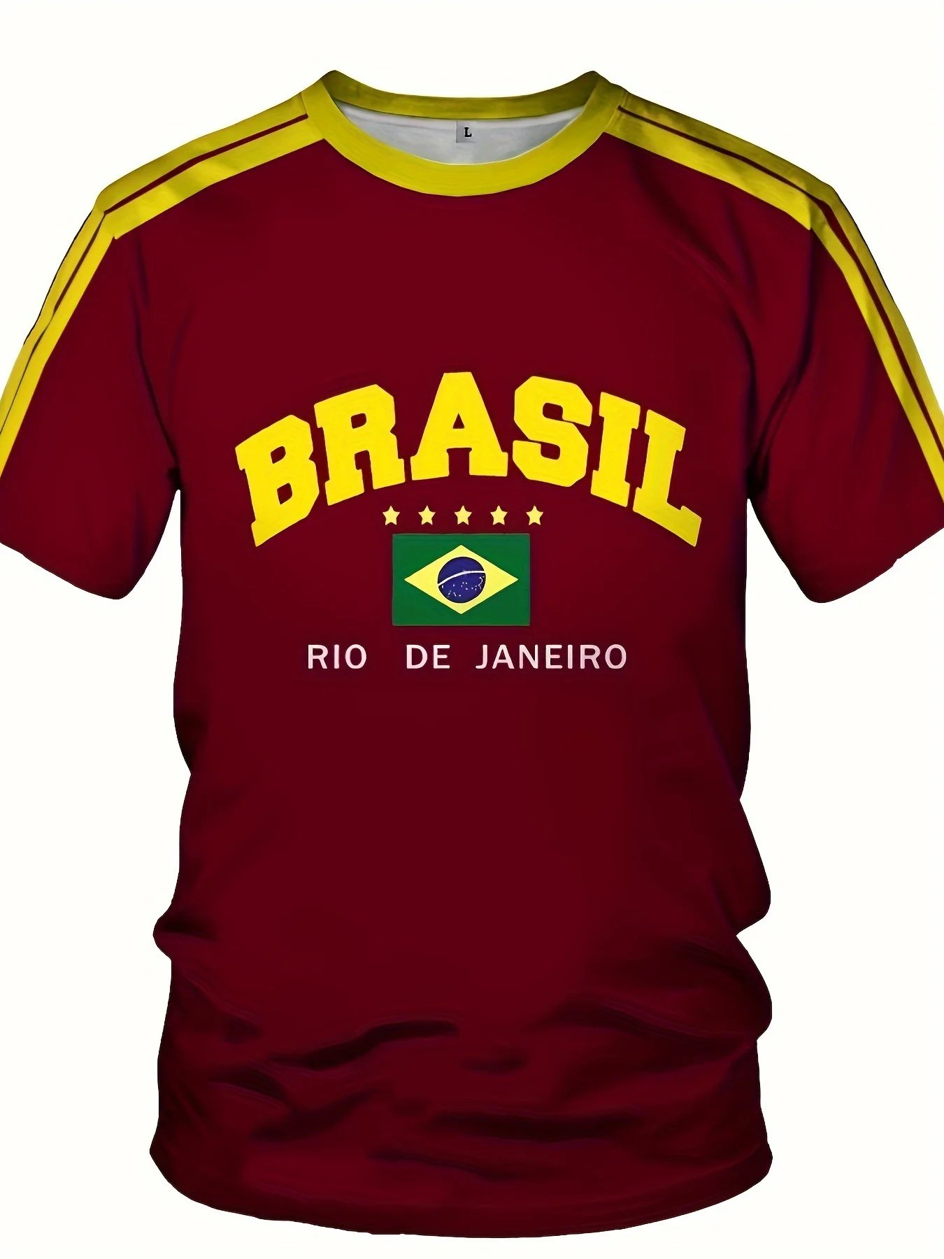 New Men Five-star Brasil 3D Printed T-shirt Male Casual Short Sleeve O-Neck Tees Fashion Retro Mesh Jersey Oversized Clothing