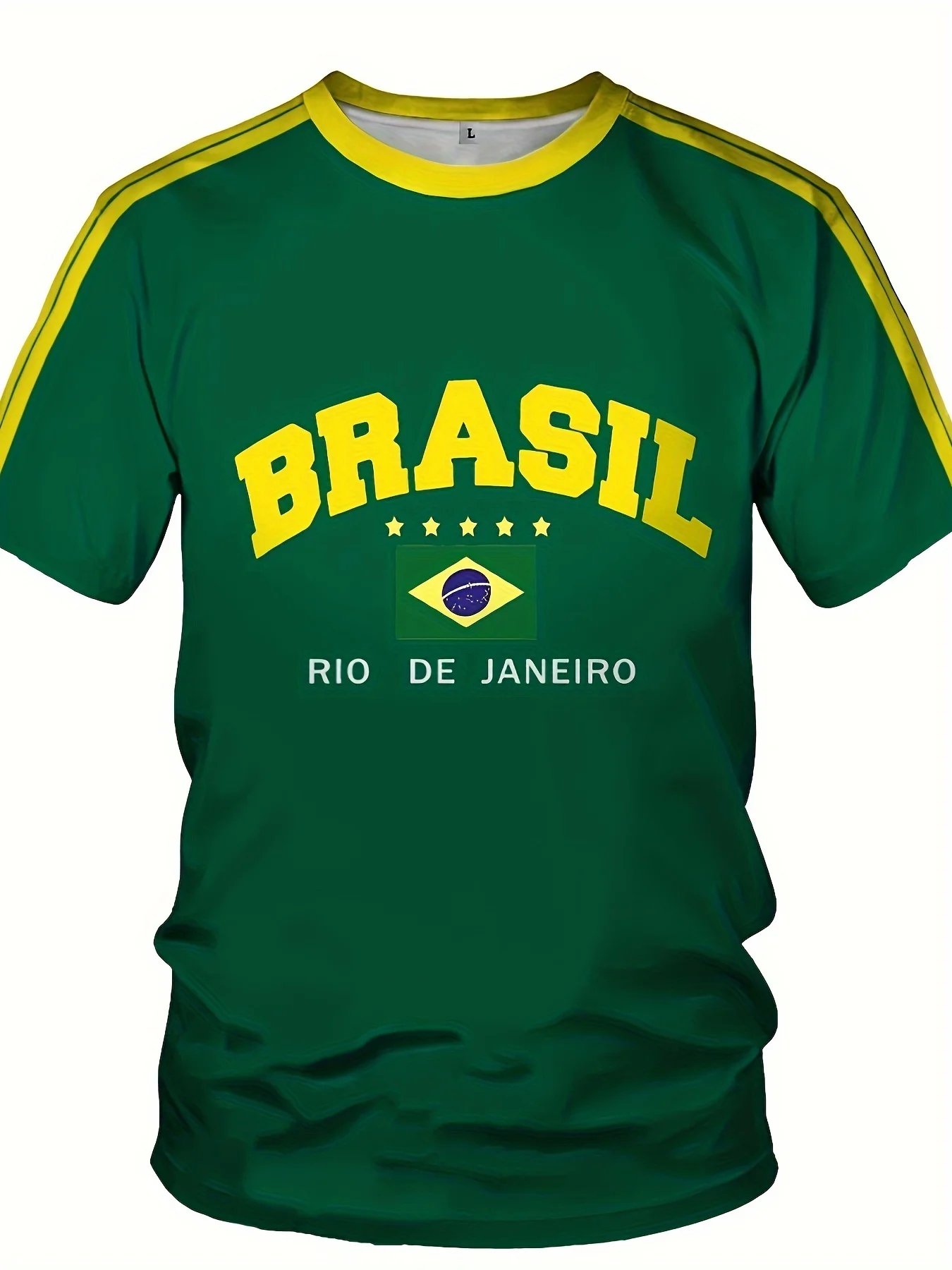 New Men Five-star Brasil 3D Printed T-shirt Male Casual Short Sleeve O-Neck Tees Fashion Retro Mesh Jersey Oversized Clothing